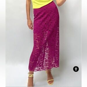 Zara midi skirt lace overlay purple hi rise size Xs Womens new